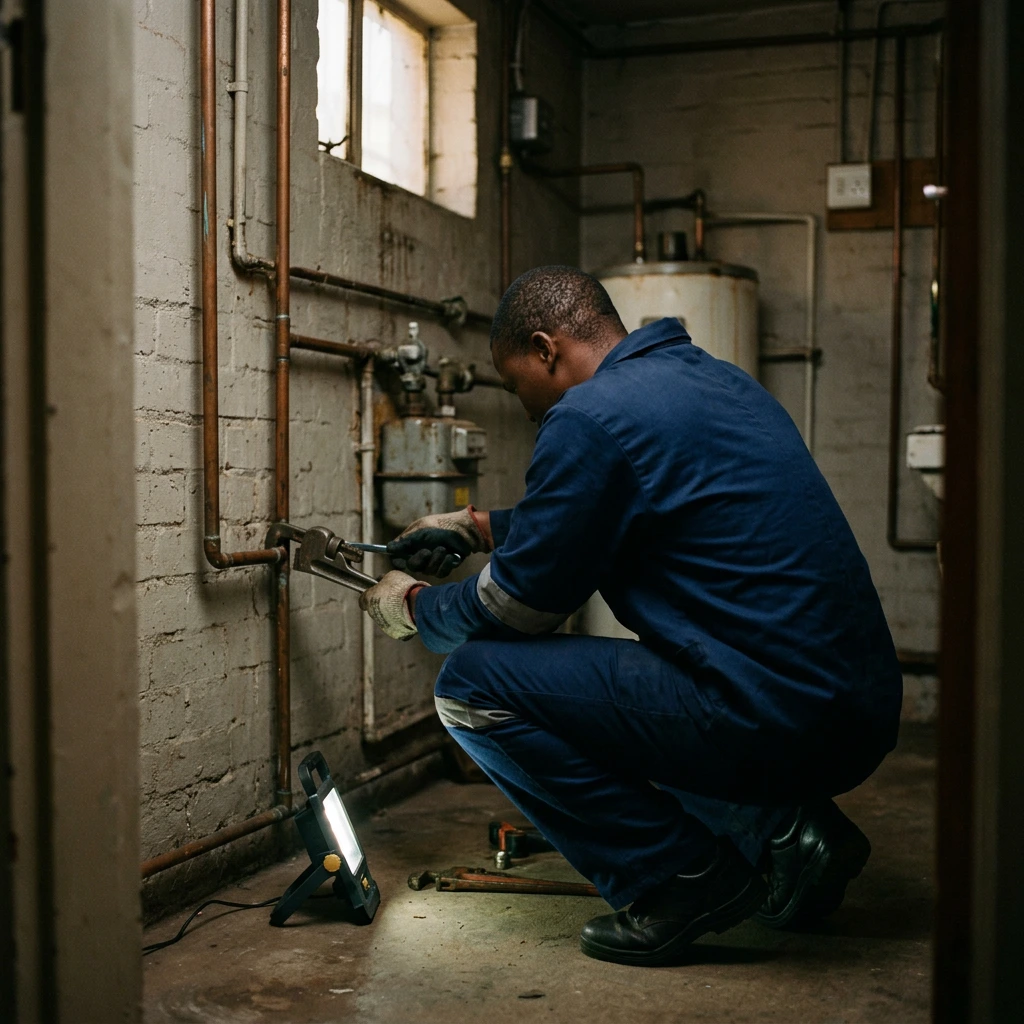 Mictech gas installations in Gauteng, a practitioner connecting a gas appliance